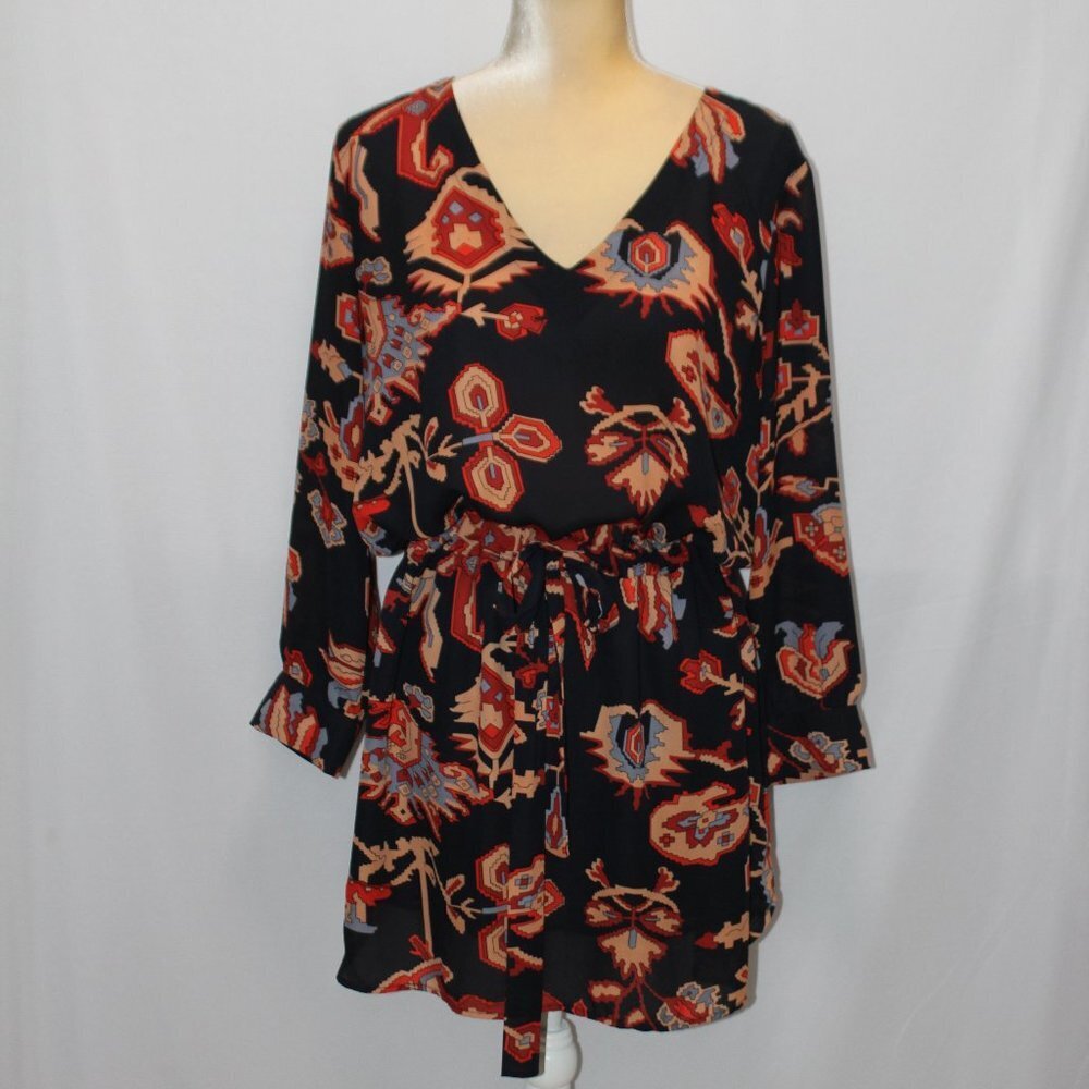 GLAM of Los Angeles V-Neck Dress with Drawstring Waist